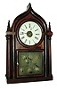 Brewster & Ingrahams, Bristol, Conn., 8 days, time, strike and alarm four column onion top shelf clock, c1850