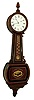 E. Howard & Co., Boston, Mass., "Bicentennial Banjo", wall clock, 8 days, time only, weight driven movement in a mahogany case with reverse painted throat and lower tablets with 13 colonies motif and painted metal dial. 1976