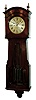 Waltham Clock Co., Waltham, Mass., custom jeweler's regulator wall clock, 8 days, time only, nickel plated weight driven movement, silvered metal dial with subsidiary seconds and mercury compensated pendulum in a mahogany case with elaborate clamshell decoration on base, c1920