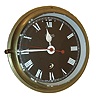 Smiths Astral, engine or ward room clock, 8 day time only, movement with sweep seconds, Roman numeral black painted dial, white painted hands with red seconds, heavy cast brass case with beveled glass, c1950
