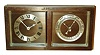 Chelsea Clock Co., Boston, "Perry" model 8 day clock and barometer/thermometer desk set in bronze case with 4" dials, #192781, 5-14-30 presentation