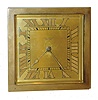 Chelsea Clock Co., Boston, for Udall & Ballou, New York, "Drake" model 6" 8 day time only, easel desk clock in brass and beveled glass case, #185466, 1928