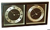 Chelsea Clock Co., Boston, for Shreve, Crump & Low, Boston, "Erickson" model 8 day time only, clock and barometer/thermometer easel desk set in bronze and beveled glass case, #256044, 1939