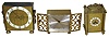 Clocks- 3 (Three) Imhof, Swiss-made 8 day brass case desk clocks: one time and strike, two time only; c1965