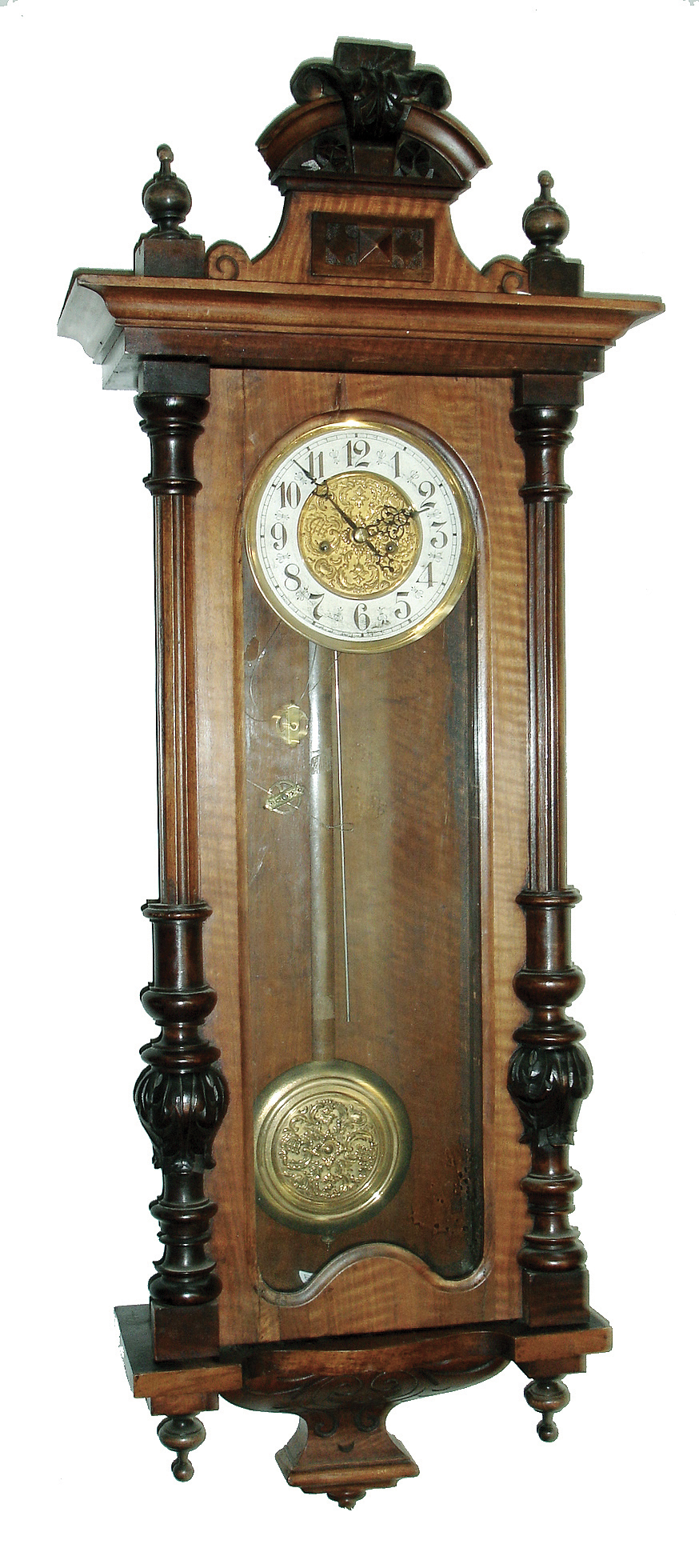 Clocks- 3 (Three) German walnut, 8 days, two weight Vienna regulators; two movements with Junghans trademark; c1900 — Antique Clocks Price Guide