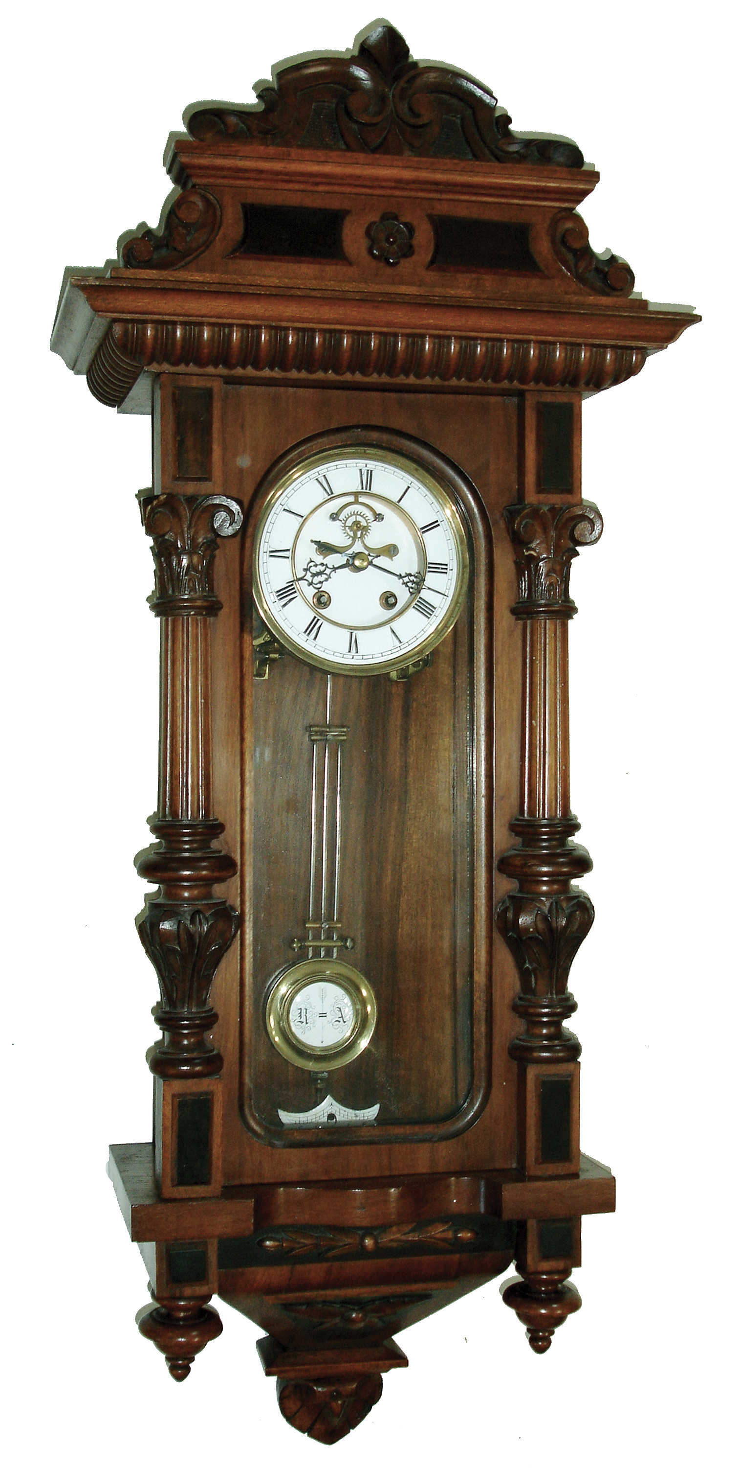 Lenzkirch, Germany, walnut, 8 days, time and strike, spring driven, R/A with rare visible jeweled escapement, c1875 — Antique Clocks Price Guide
