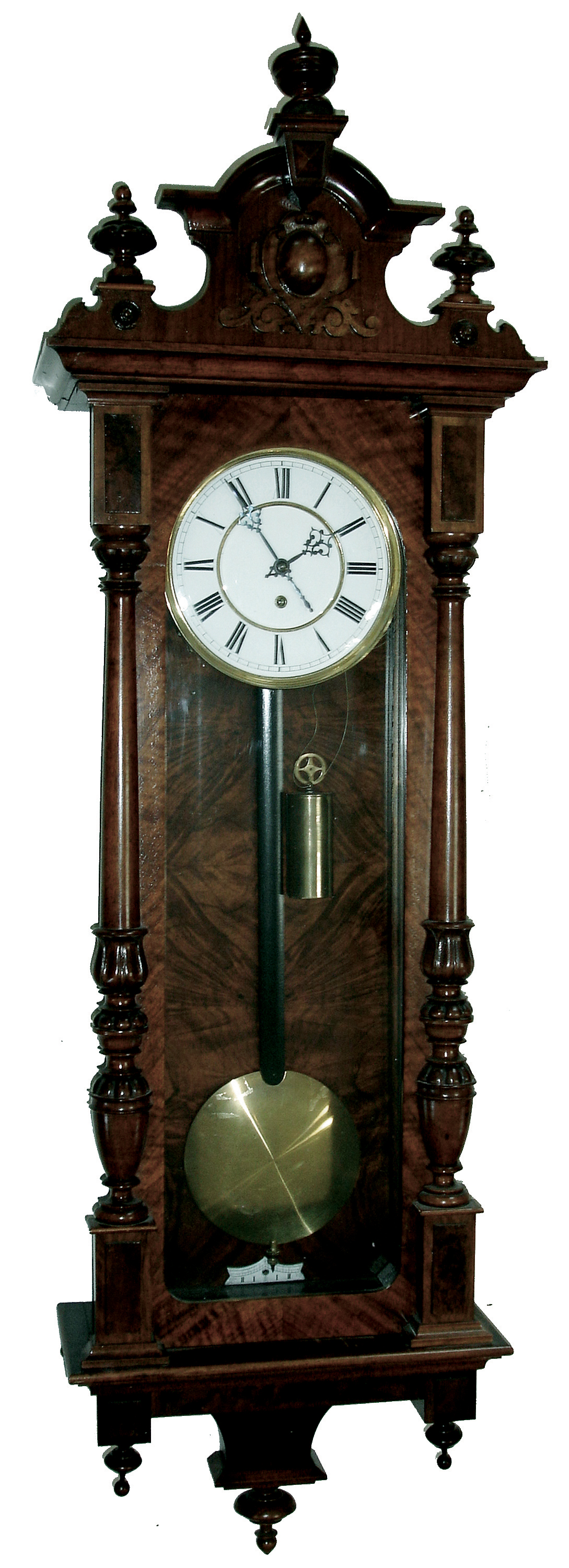 Lenzkirch, Germany, walnut 1 weight, time only, Vienna regulator, serial number 62599, c1853 — Antique Clocks Price Guide