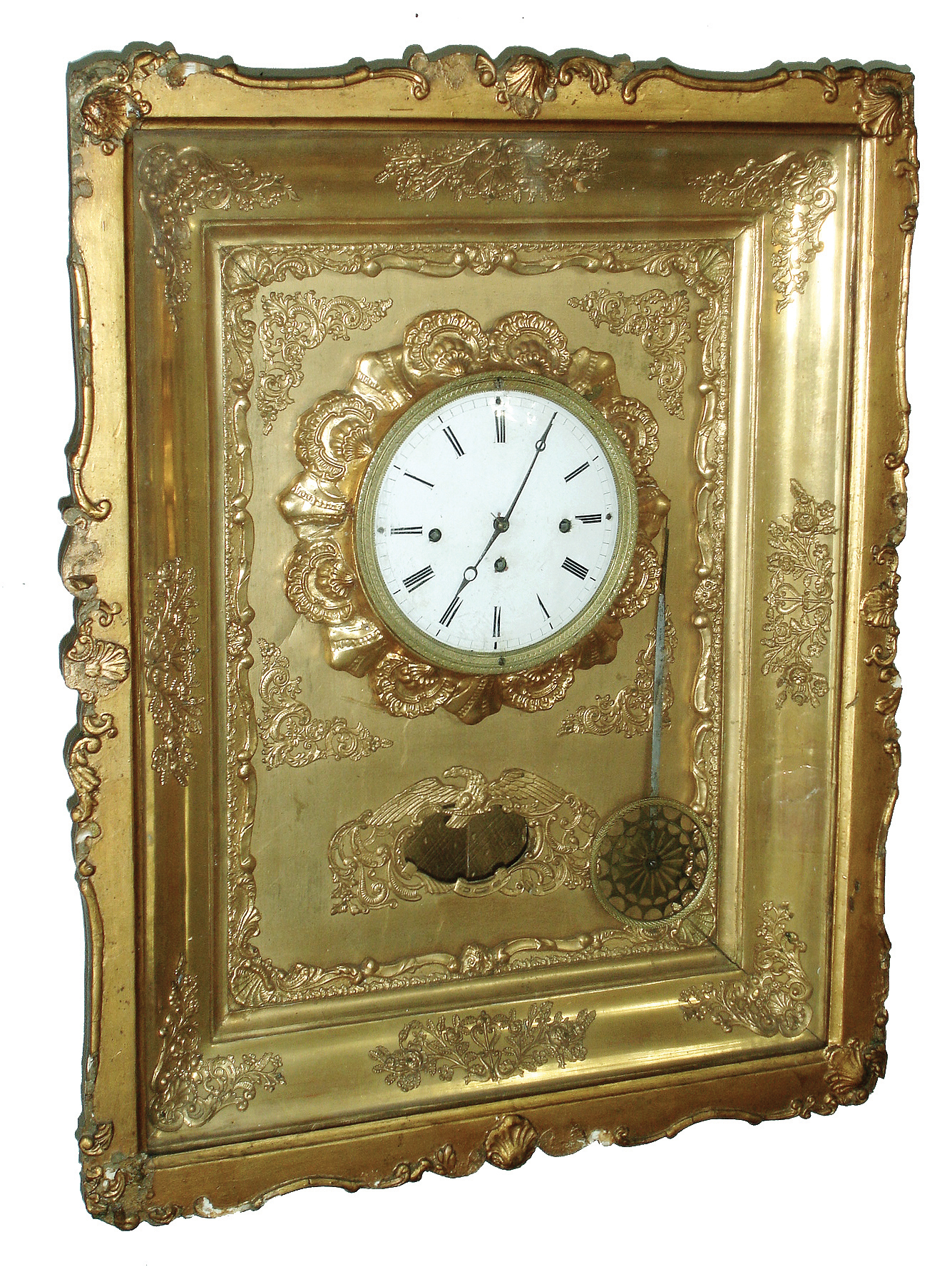 Austrian 2 day grand sonnerie gilt-wood picture frame hanging clock, gong base signed ÒM. Miller &amp; SohnÓ, c1840 — Antique Clocks Price Guide