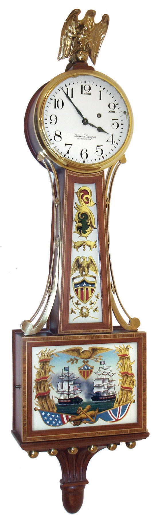 Foster Campos, Pembroke, Mass, MINI spring banjo in a superb cross banded case and with PerryÕs Victory tablets, Number 1 made in 1980 and perhaps the first of these he made. — Antique Clocks Price Guide