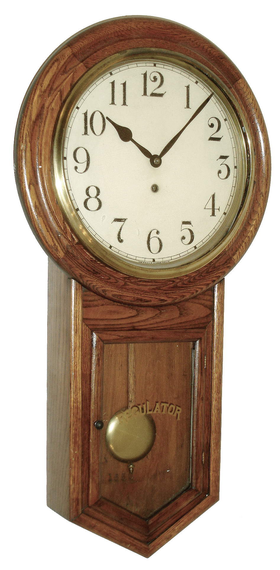 Clocks- 4 (Four) Connecticut 8 day: two Seth Thomas, time and strike, Adamantine mantels; Seth Thomas ÓOffice No. 5Ò oak time only; and Waterbury oak, time only, long-drop round-head school clock; early 20th century — Antique Clocks Price Guide