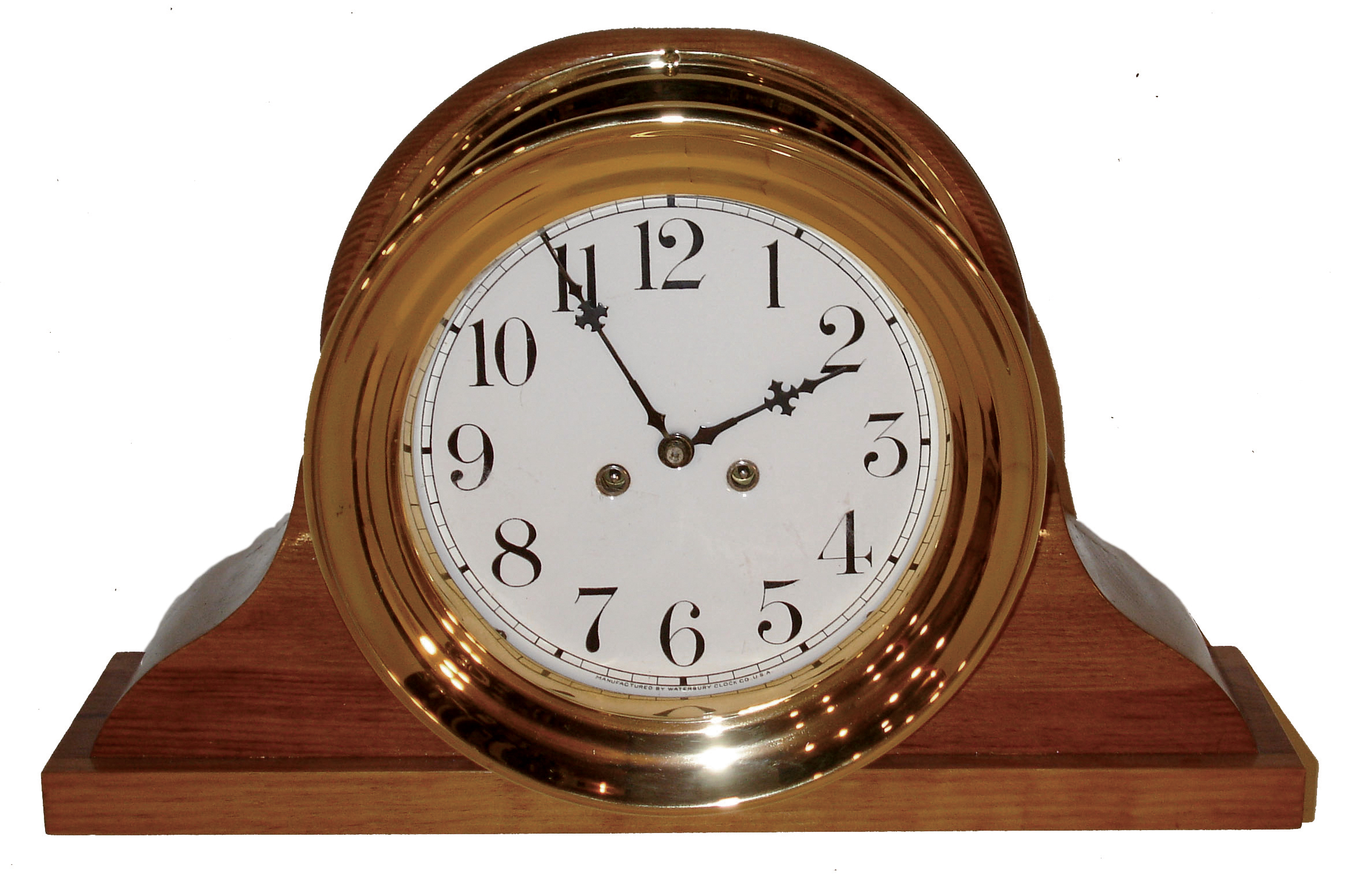 Waterbury Clock Co., Waterbury, Conn., ÒShipÕs Bell No. 6Ó, 8 days, brass marine clock on later wood cradle, c1914. — Antique Clocks Price Guide