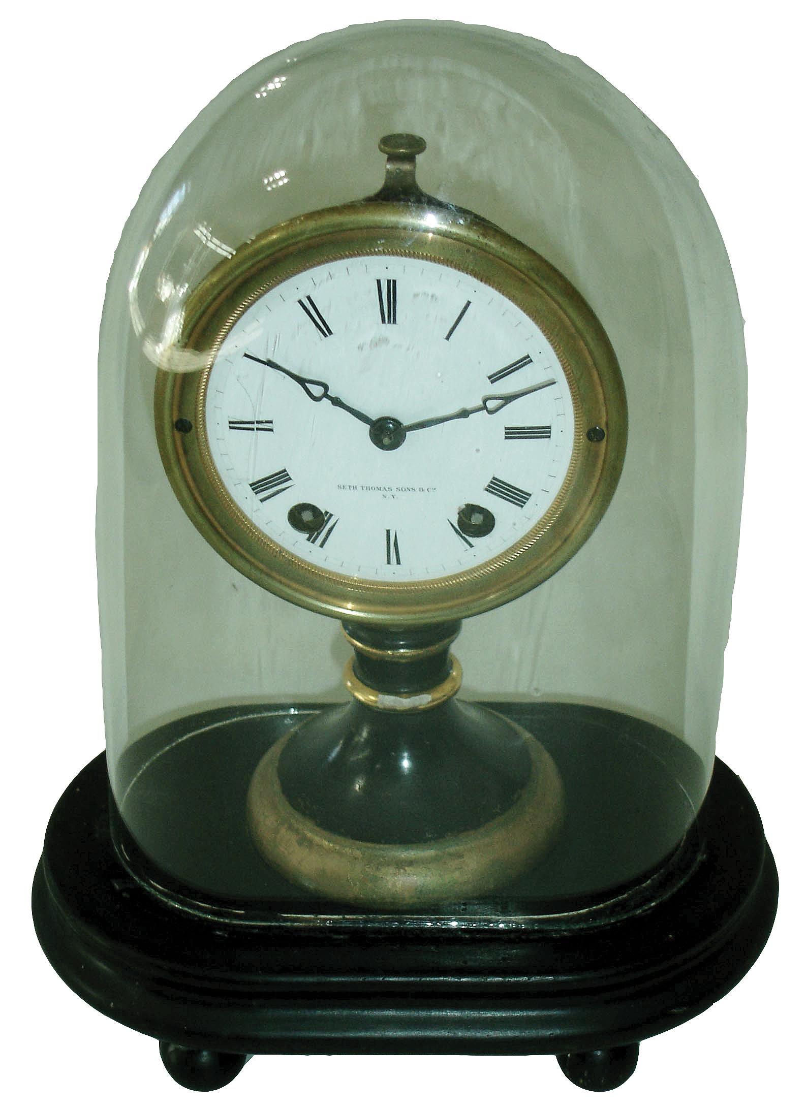 Seth Thomas Sons &amp; Co., New York, NY, ÓNo. 5001Ò, 8 days, time and strike, oval base candle stand clock, c1872 — Antique Clocks Price Guide