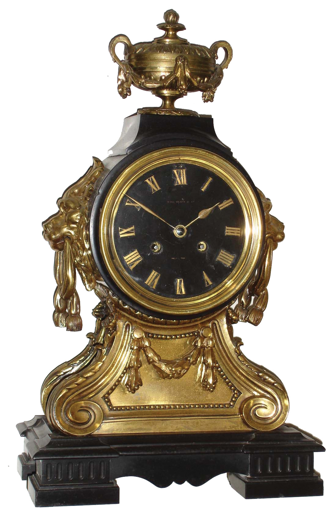 French, for Ball, Black &amp; Co., New York, marble and cast brass mantel clock, Marti Medaille de Bronze, 8 days, time and strike, movement, c1880 — Antique Clocks Price Guide