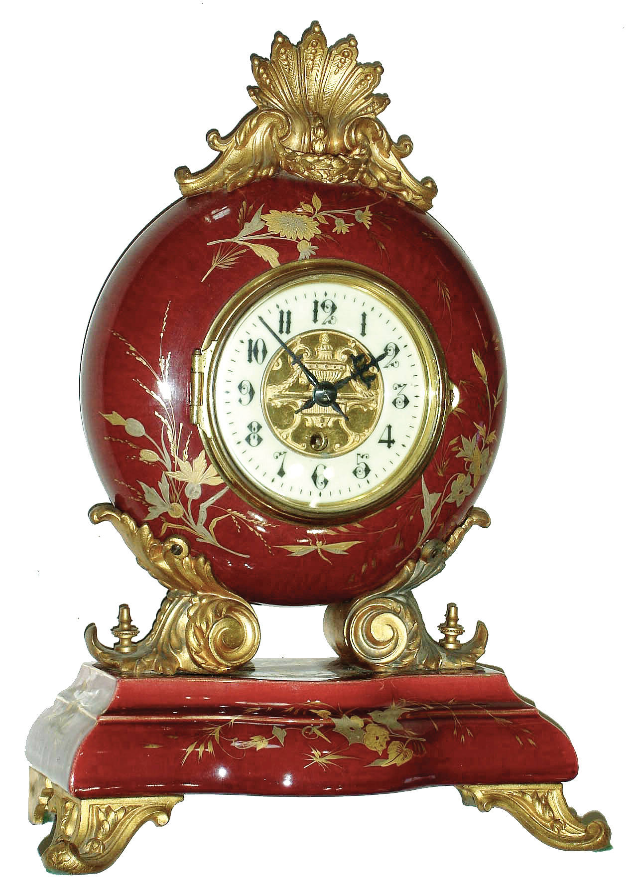 French hand-painted enamel and gilt metal mantel clock with Farcot, 8 days, time-only tic-tac movement, c1890 — Antique Clocks Price Guide