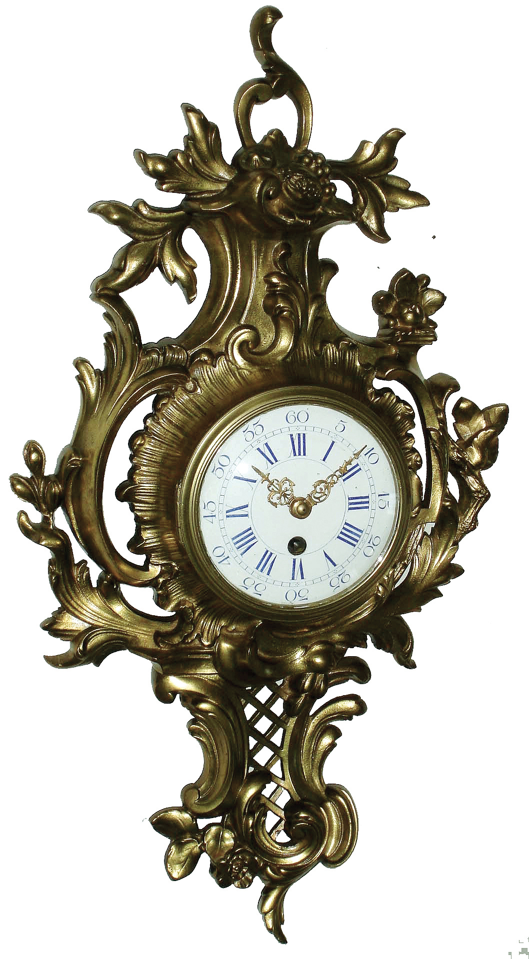 French cast brass cartel wall clock, Japy Freres, time only, tic-tac, 8 days, movement, c1880 — Antique Clocks Price Guide