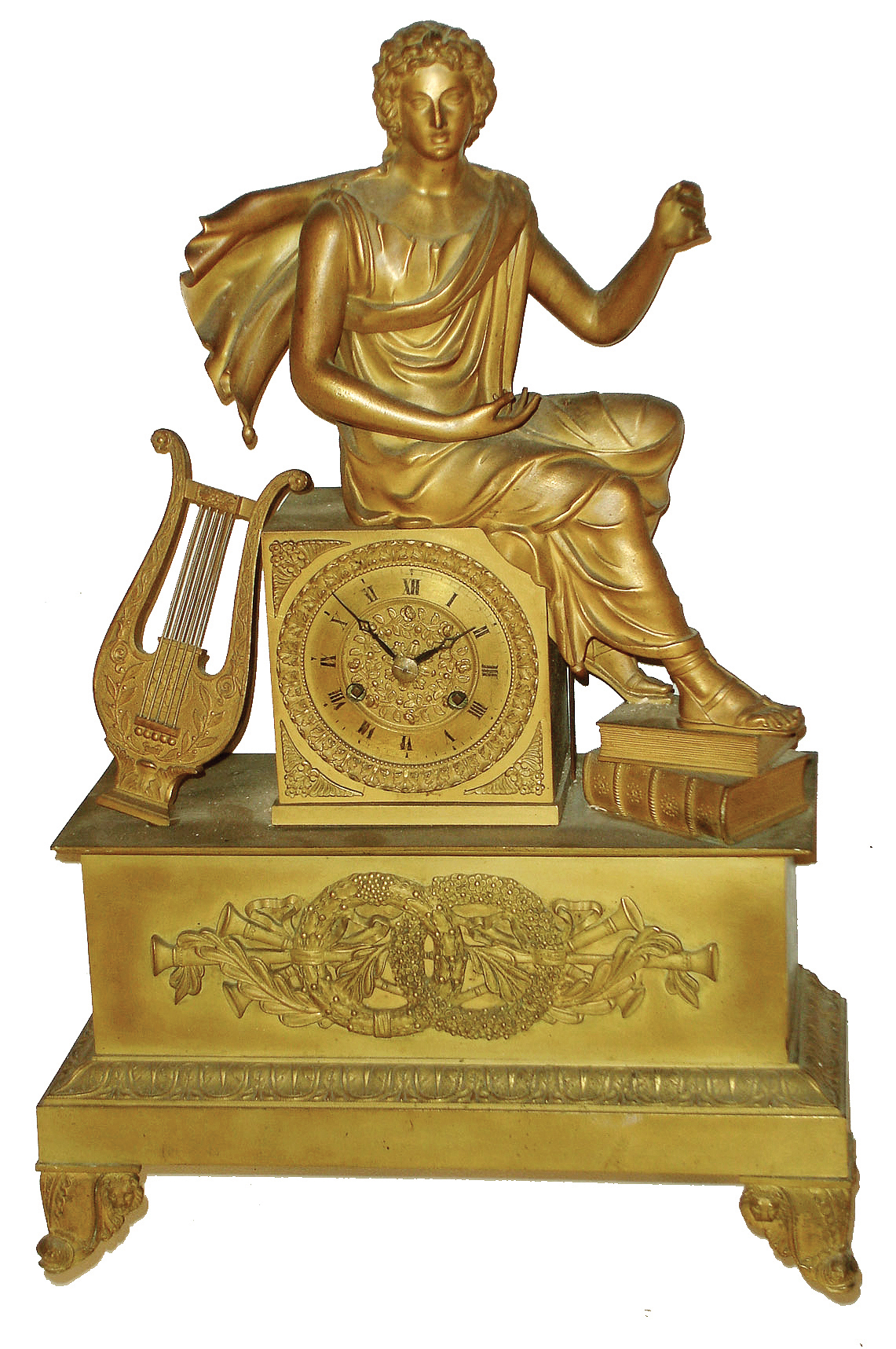 French cast brass figural, 8 days, time and strike, mantel clock, c1850 — Antique Clocks Price Guide