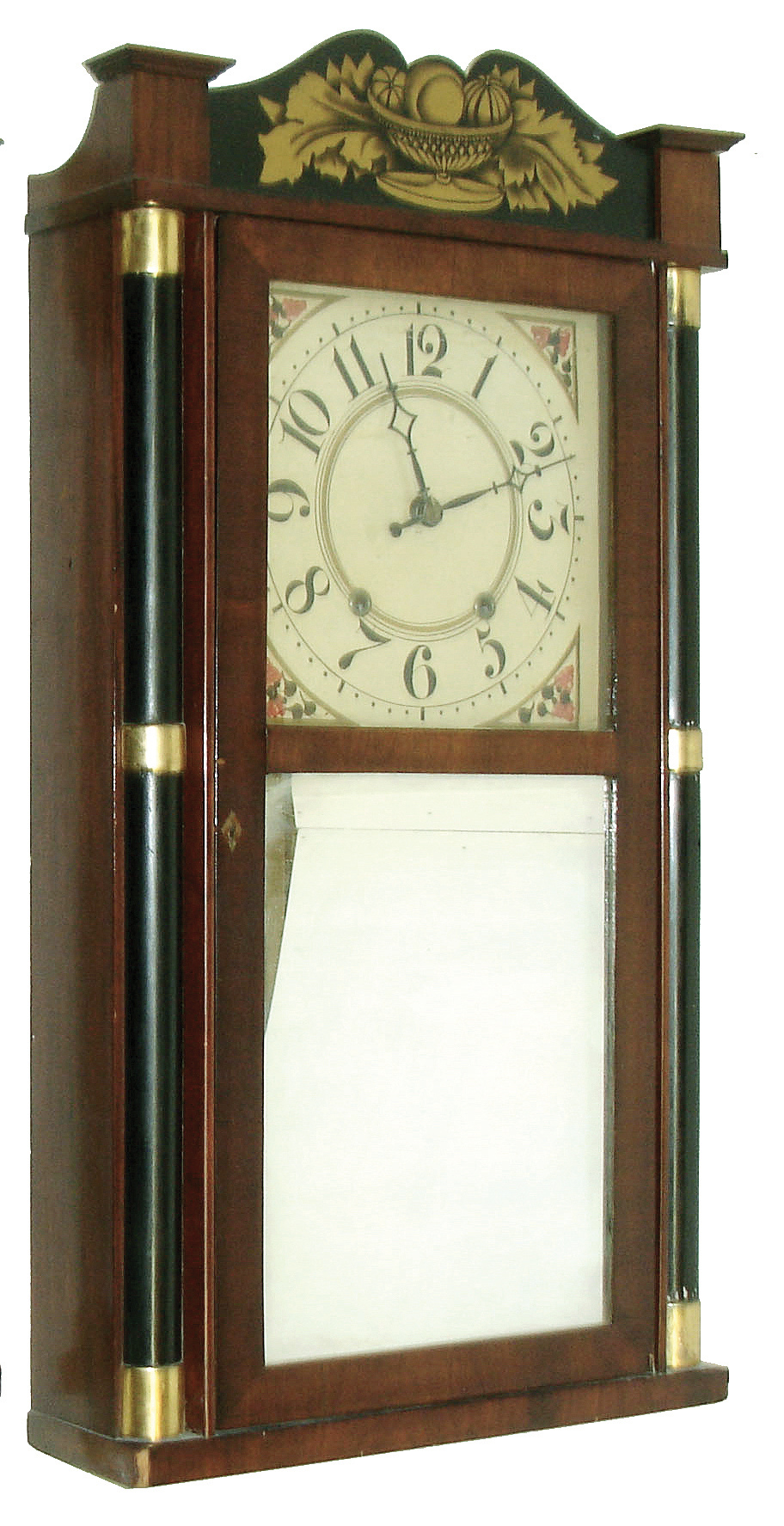 Clocks- 5 (Five) North American shelf clocks: (1) Barrett &amp; Ladd, Amherst, N.S., Canada, 30 hours, weight driven, wood movement, mahogany veneer case half column &amp; splat shelf clock, c1835; (2) Henry Terry, Plymouth, Conn., 30 hours, time, strike &amp; alarm, weight wood movement column and cornice top shelf clock, c1832; (3) Forestville Manufacturing Co. (J. C. Brown), Bristol, Conn., 8 days, spring driven, time and strike, fusee-spring driven movement in a ripple front rosewood veneered, small empire case with cornice molding, c1845; (4) Waterbury Clock Co., Waterbury, Conn., 30 hours, time &amp; strike, spring driven, brass movement in a rosewood veneered shelf case, c1857; (5) E. C. Brewster &amp; Son, Bristol, Conn., Ó4 Column OG GothicÒ, 8 days, time &amp; strike, spring driven, brass movement in a mahogany veneered case, c1855 — Antique Clocks Price Guide