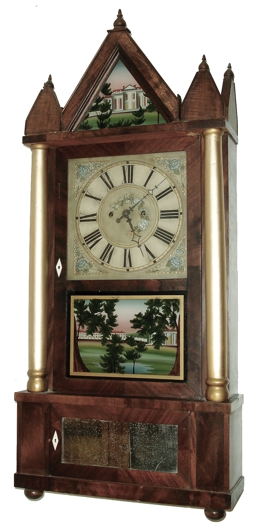 Spencer, Hotchkiss &amp; Co., Salem Bridge, Conn., attributed, 8 days, time and strike, weight brass movement shelf clock, c1835 — Antique Clocks Price Guide