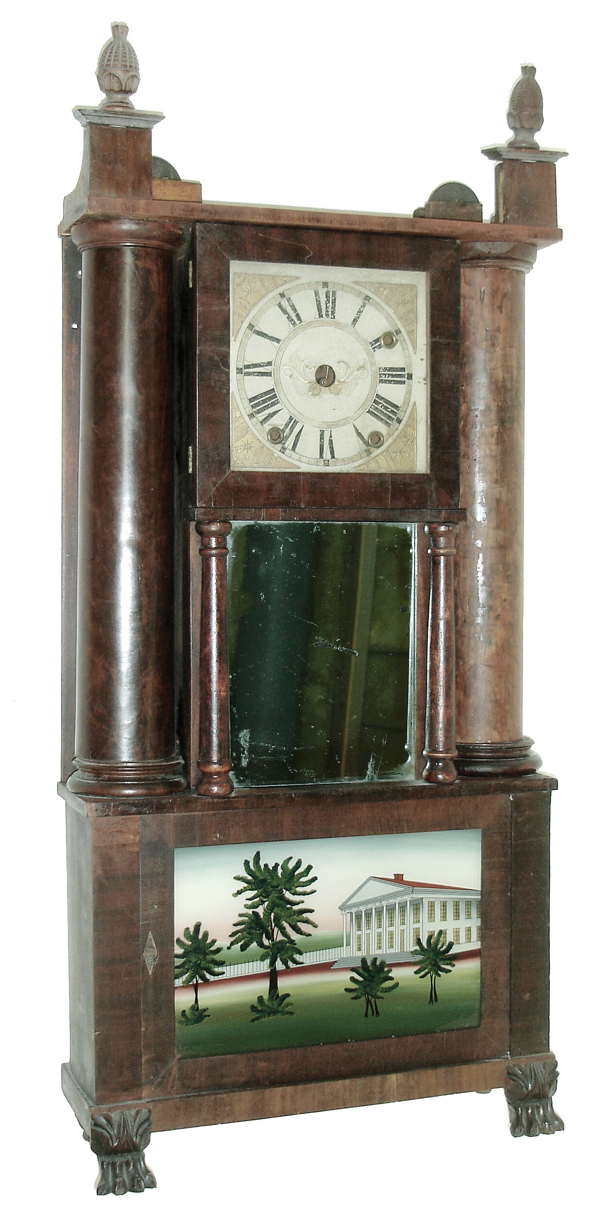 Unknown, (Possibly an E. &amp; G.W. Bartholomew), Bristol, Conn., 30 hours, time and strike, weight wood movement hollow column shelf clock, c1835 — Antique Clocks Price Guide