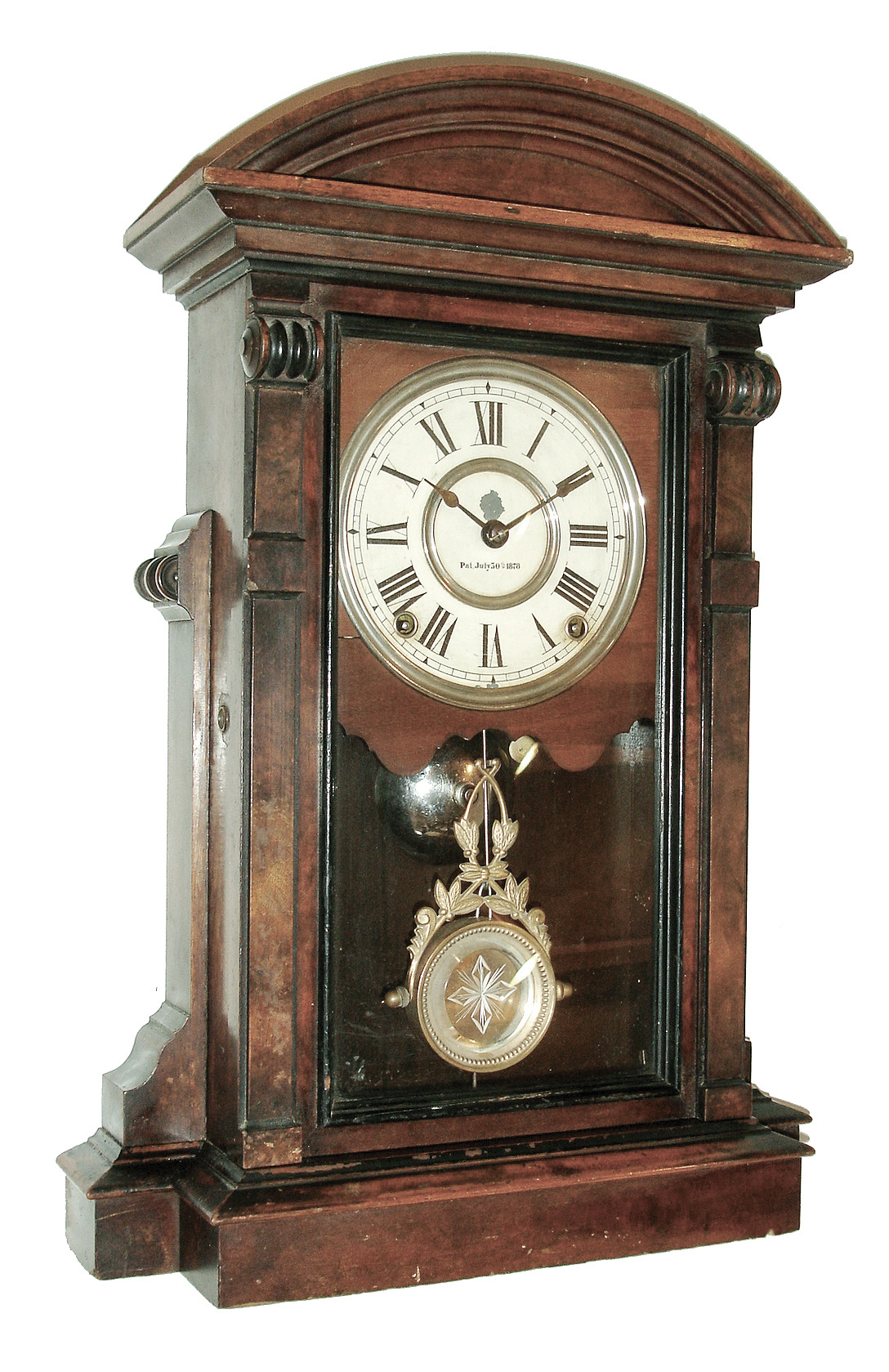 Seth Thomas Clock Co., Thomaston, Conn., ÓSt. PaulÒ model city series mantel clock with spring driven, 8 days, time and strike, movement in a walnut case, c1880. — Antique Clocks Price Guide