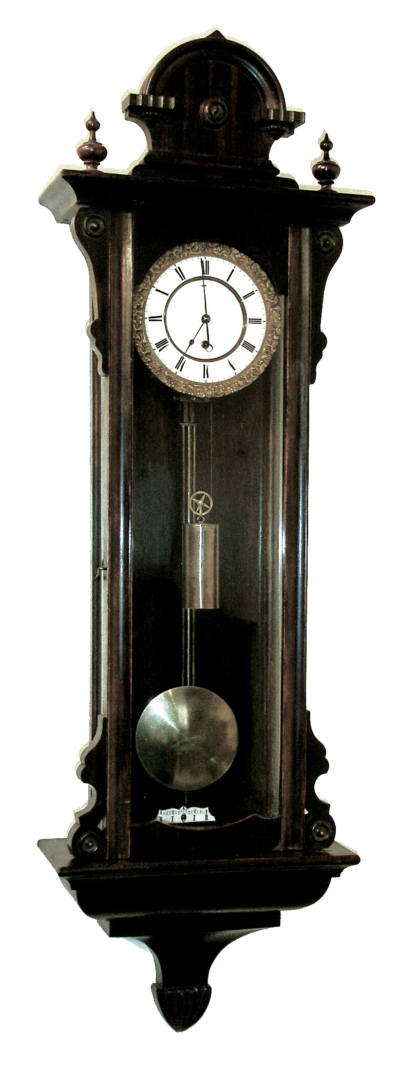 Vienna, Austria, small single weight regulator, late Biedermeier period, grid pendulum, eight day duration, c1855 — Antique Clocks Price Guide