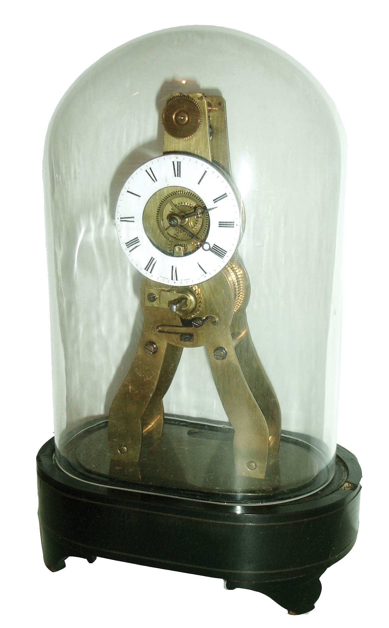 French, Pierret aÕ Paris [signed on porcelain dial], miniature skeleton timepiece, c1851 — Antique Clocks Price Guide