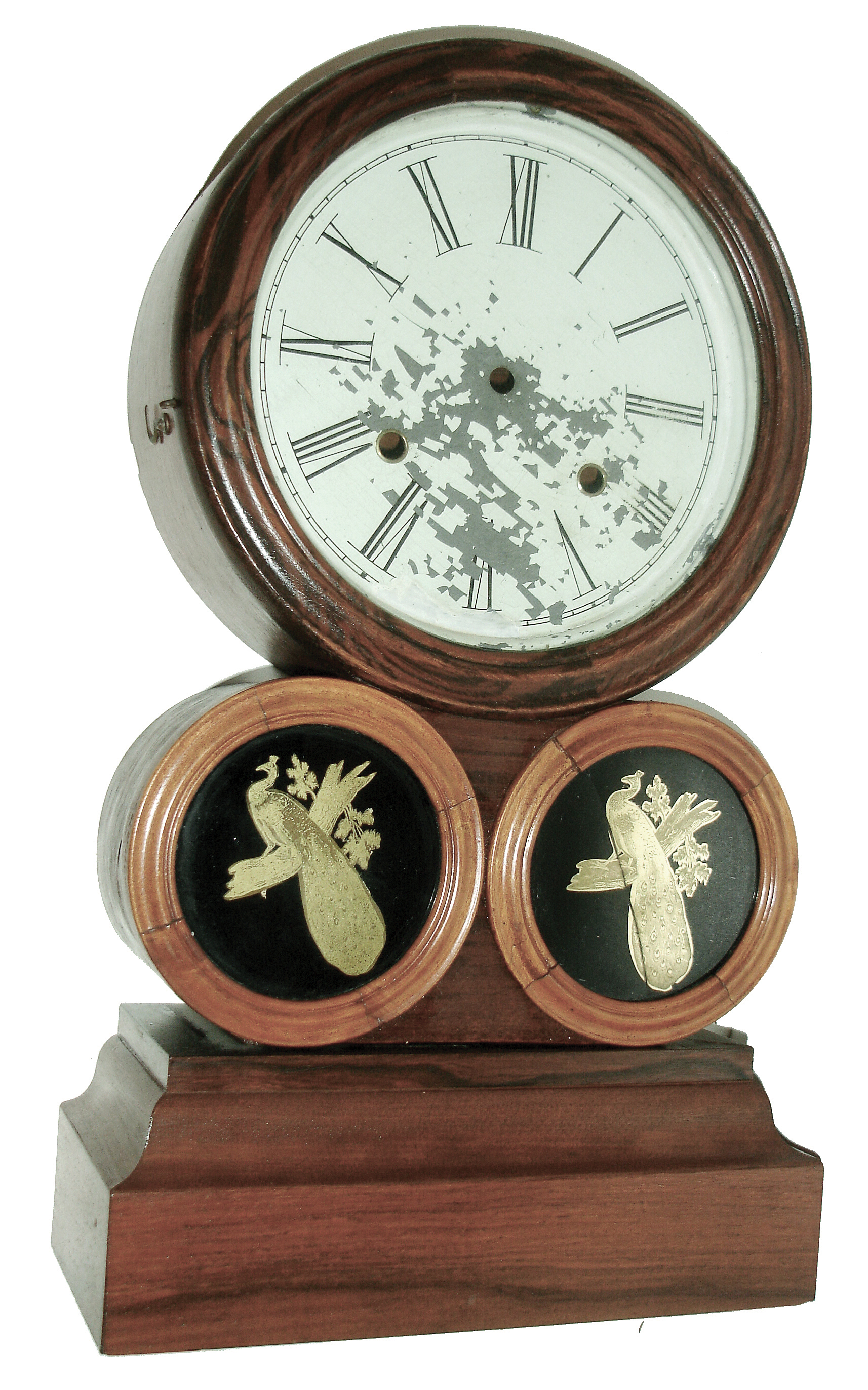 Clocks- 3 (Three) Connecticut shelf clocks: (1) E. Ingraham &amp; Co., Bristol, Conn., ÒTuscanÓ model often called the Spectacle, 8 days, time and strike, rosewood veneered shelf clock case (only), c1860; (2) S. C. Spring, Bristol, Conn., ÒColumnÓ, 8 days, time and strike, riveted strap brass, rolling pinion, weight driven movement in column &amp; cornice case, c1865; (3) Henry Terry &amp; Co., Plymouth, Conn., 30 hours, time, strike and alarm, weight wood movement column and cornice top shelf clock, c1833 — Antique Clocks Price Guide