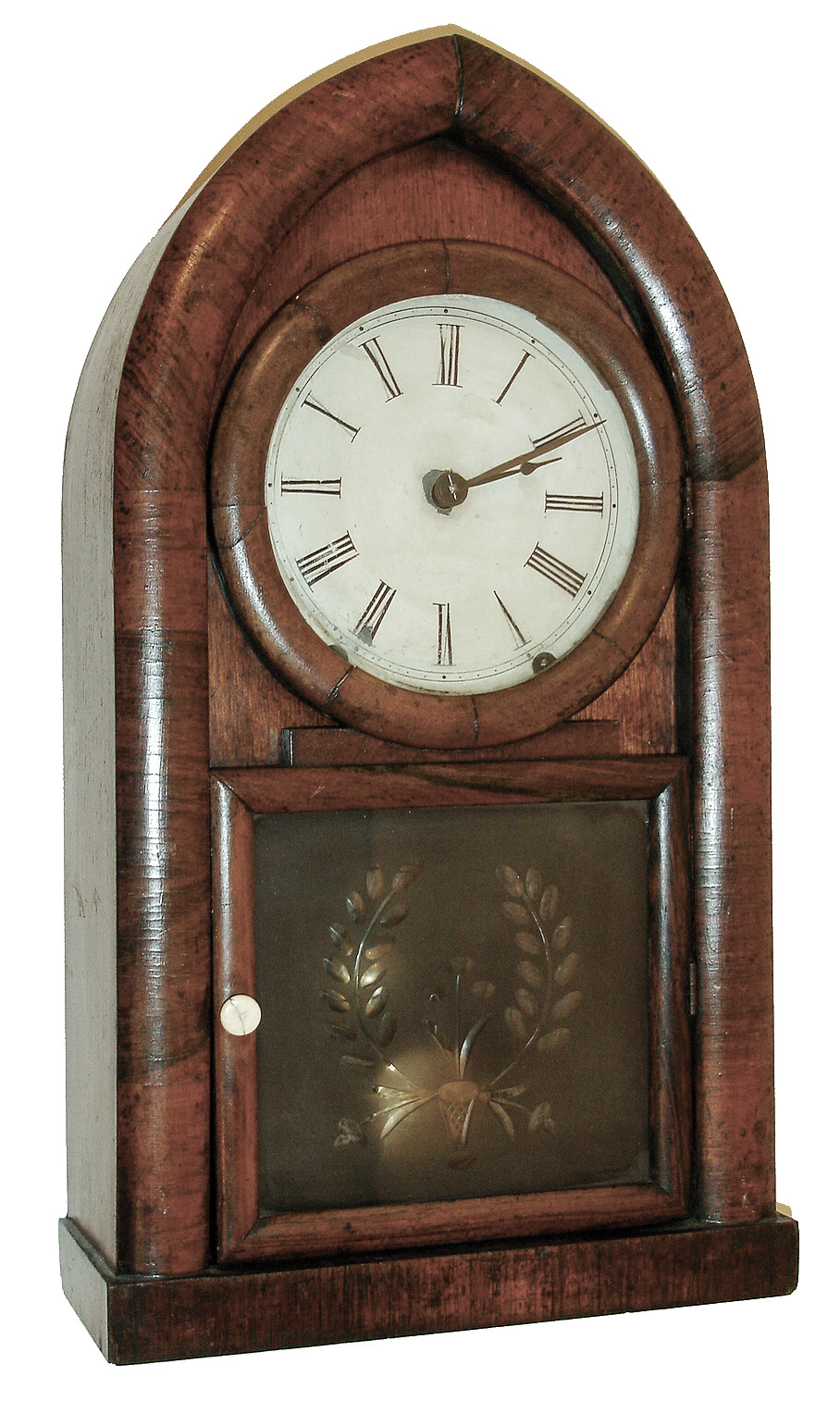 E. &amp; A. Ingraham, Bristol, Conn., ÓBeehiveÒ or ÓRound GothicÒ shelf clock in a rosewood and mahogany veneer case, c1854 — Antique Clocks Price Guide