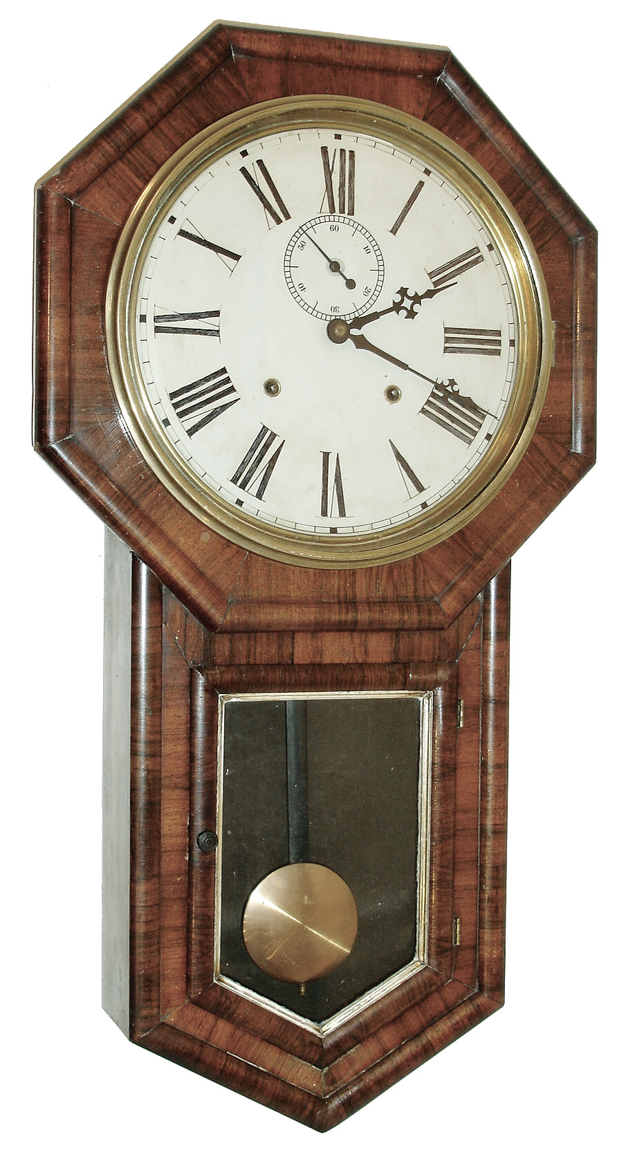 Welch, Spring &amp; Co., Forestville, Conn., ÒVerdiÓ, 8 days, time and strike, spring brass movement wall clock, c1878 — Antique Clocks Price Guide