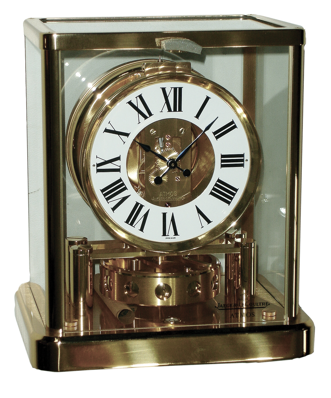 Jaeger-LeCoultre Atmos brass and glass perpetual mantel clock, new and unused in original packaging 709283, late 20th century — Antique Clocks Price Guide