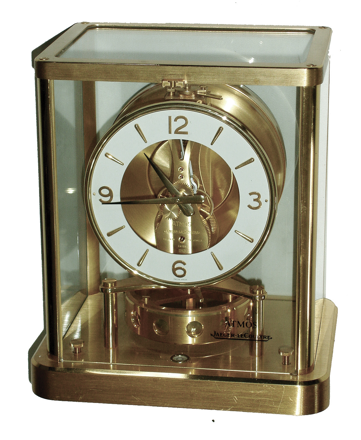 Jaeger-LeCoultre ÒAtmosÓ Caliber No. 540 brass and glass perpetual mantel clock 648029, c1988 — Antique Clocks Price Guide