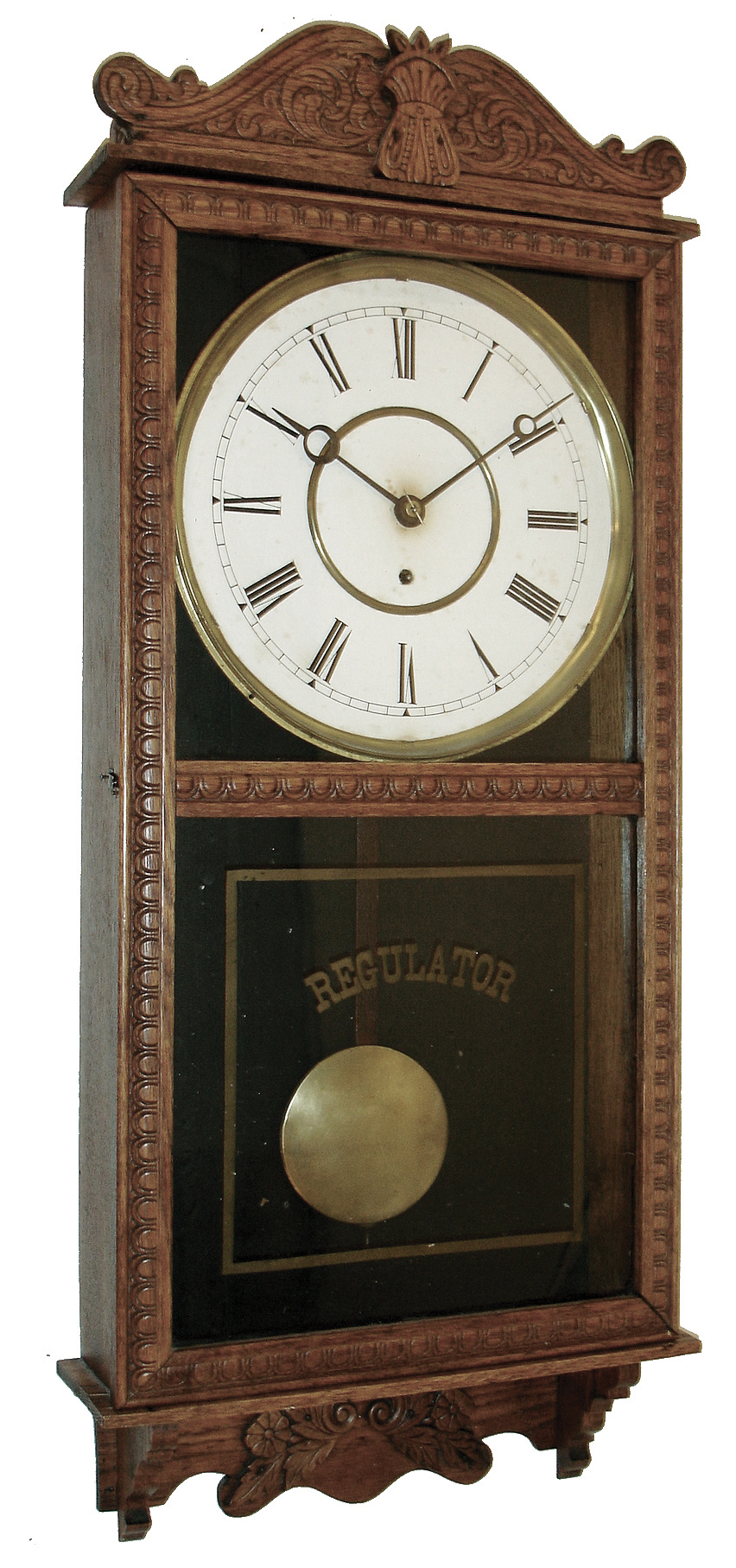 Wm. Gilbert Clock Co., Winsted, Conn., ÒObservatoryÓ oak, 8 days, time only, wall clock, c1913 — Antique Clocks Price Guide