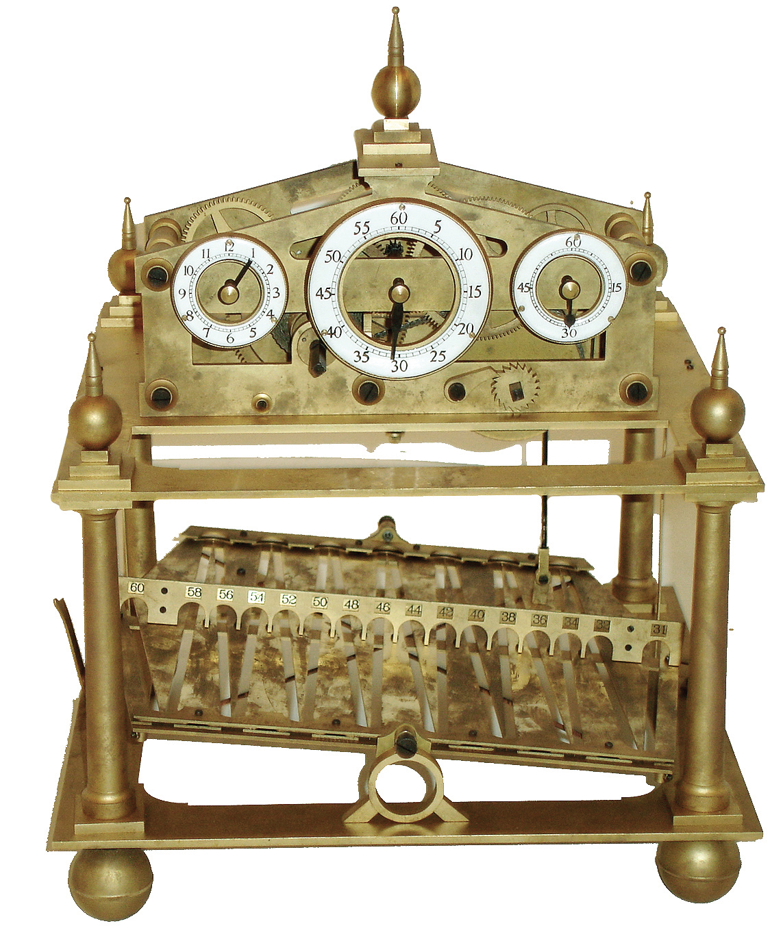 Congreve-style modern Asian brass unsigned reproduction rolling ball timepiece with glazed enclosure, late 20th century — Antique Clocks Price Guide