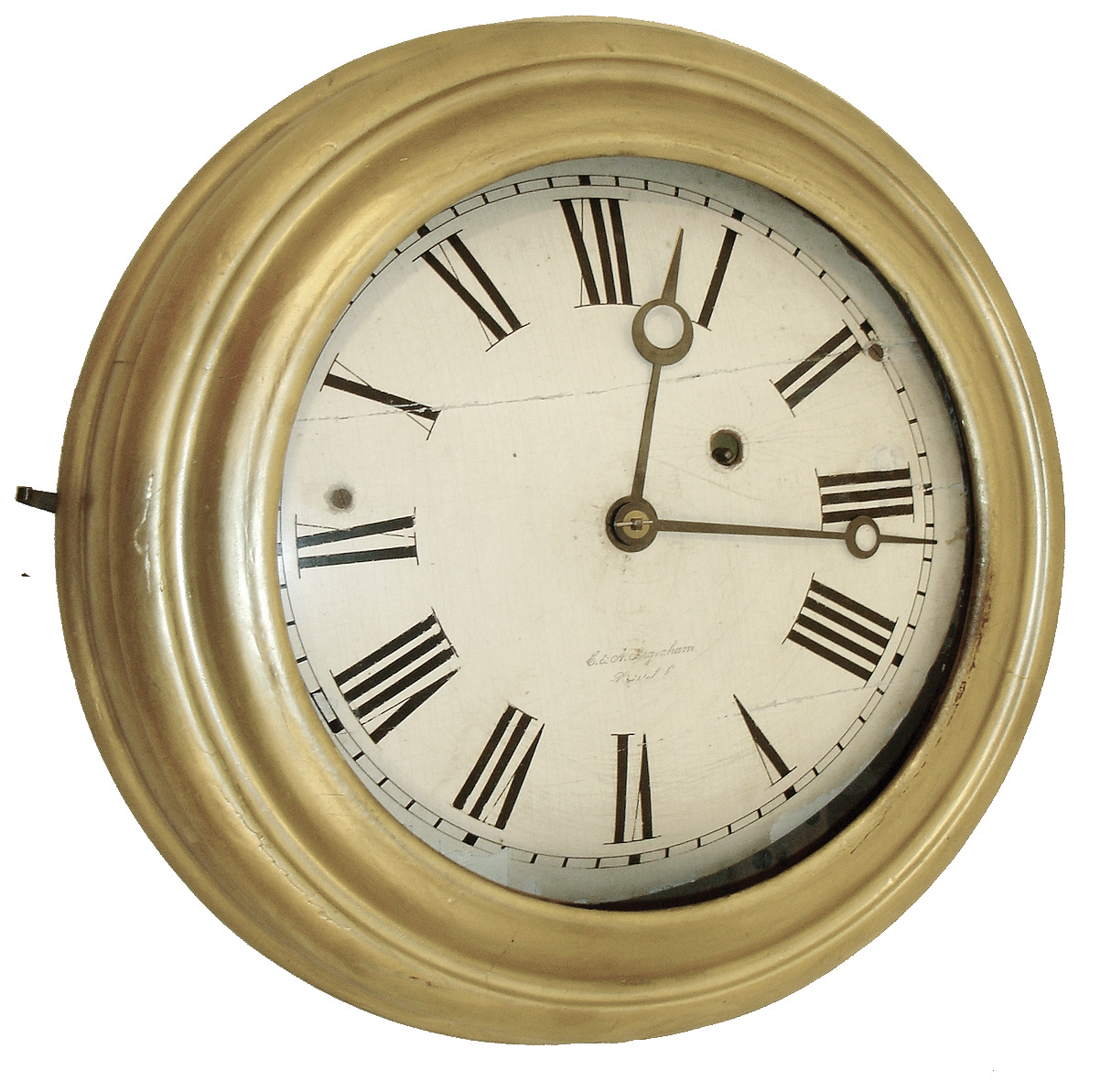 E. &amp; A. Ingraham, Bristol, Conn., 8 days, spring brass movement gallery timepiece, c1855 — Antique Clocks Price Guide