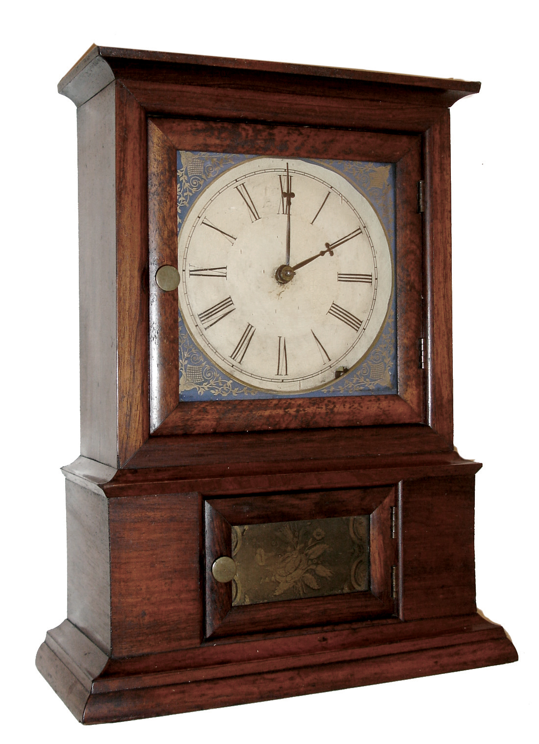 Brewster &amp; Ingrahams, Bristol, Conn., 8 days, time and strike, spring brass movement shelf clock, c1850. — Antique Clocks Price Guide