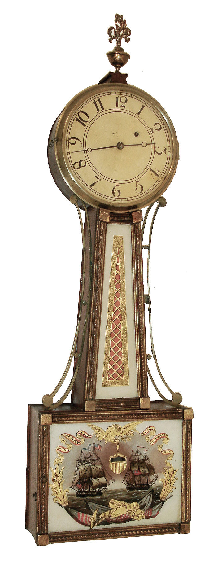 Unsigned, Massachusetts, 8 days, gilt, weight brass movement Patent Timepiece or ÓbanjoÒ clock, c1820 — Antique Clocks Price Guide