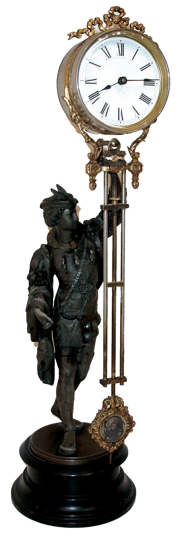 Ansonia Clock Co., New York, NY, ÒFisherÓ swing clock with a spring driven, 8 days, timepiece movement, c1880. — Antique Clocks Price Guide
