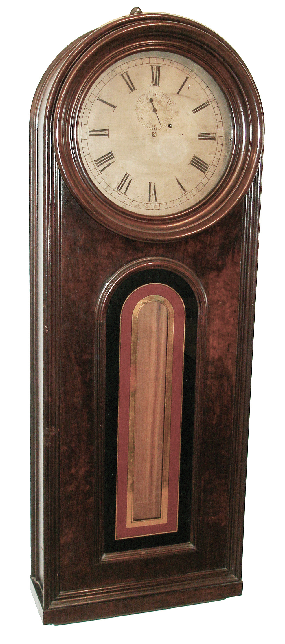 E. Howard &amp; Co., Boston, Mass., ÒNo. 12 RegulatorÓ wall clock, 8 days, time only, weight driven movement in a mahogany case with a silvered brass dial and reverse painted lower tablet, c1874 — Antique Clocks Price Guide