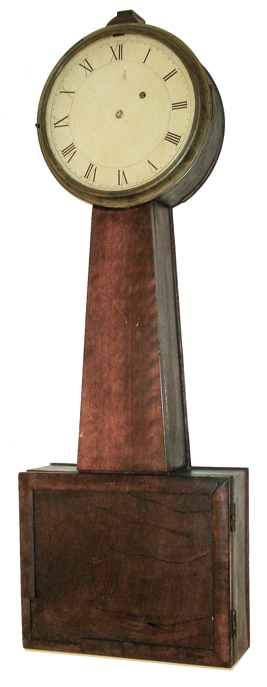 Unsigned, Massachusetts, Patent Timepiece or ÓbanjoÒ clock with early, 8 days, brass weight-driven movement with T-bridge suspension, c1815 — Antique Clocks Price Guide