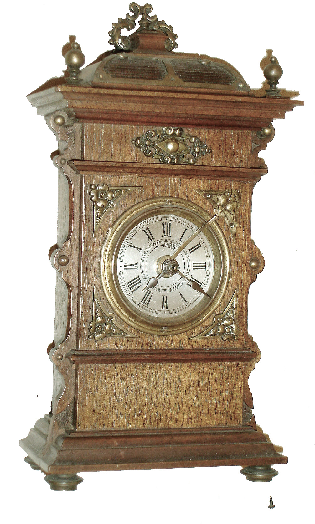 Clocks- 2 (Two): Lenzirch, Germany, walnut with brass trim, 30 hours, alarm clock, c1890 — Antique Clocks Price Guide