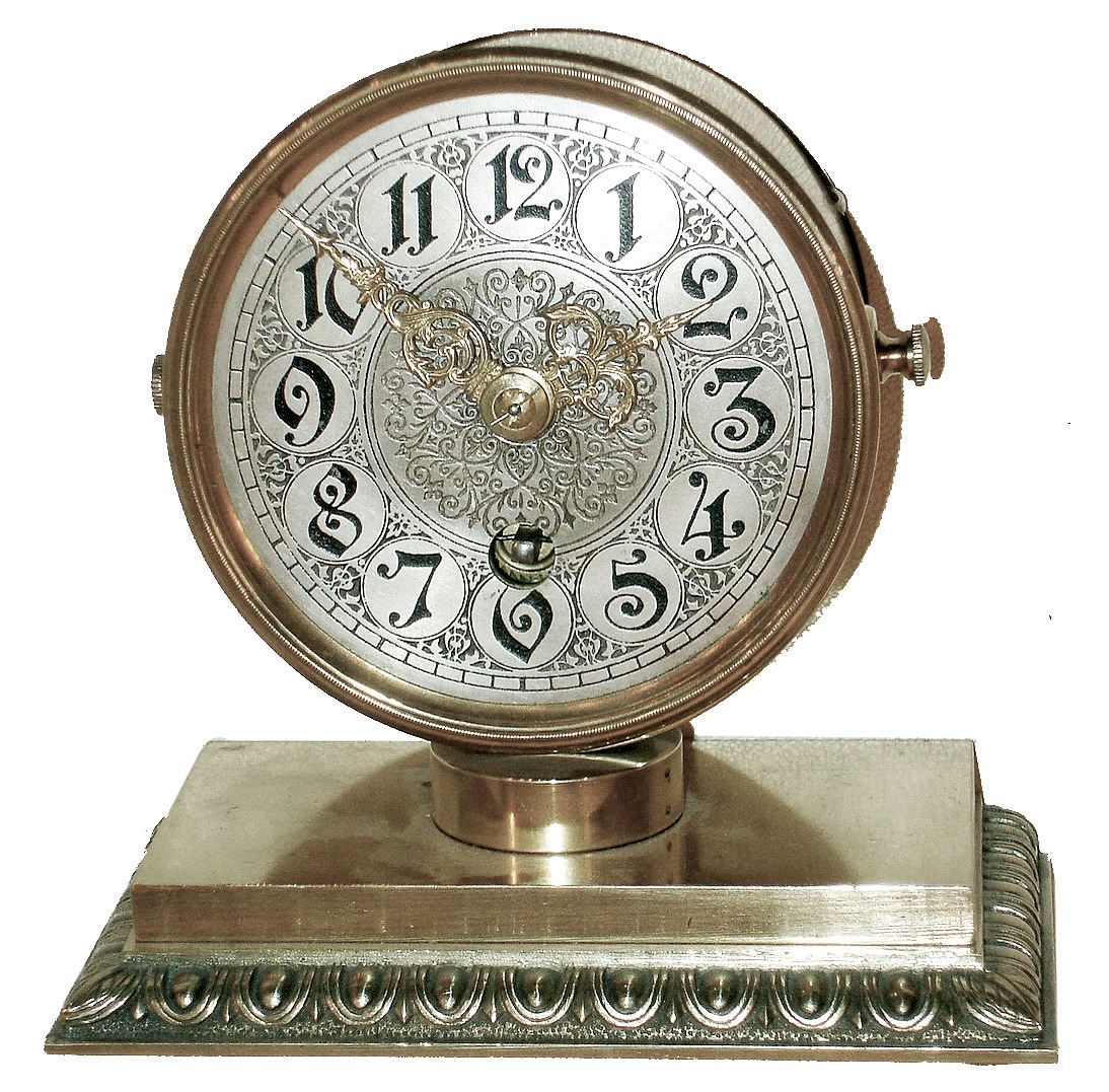 Lenzkirch, Germany, heavy brass time only, 8 days, swivel-head desk clock, Ò1 million 34073Ó, 1903 — Antique Clocks Price Guide