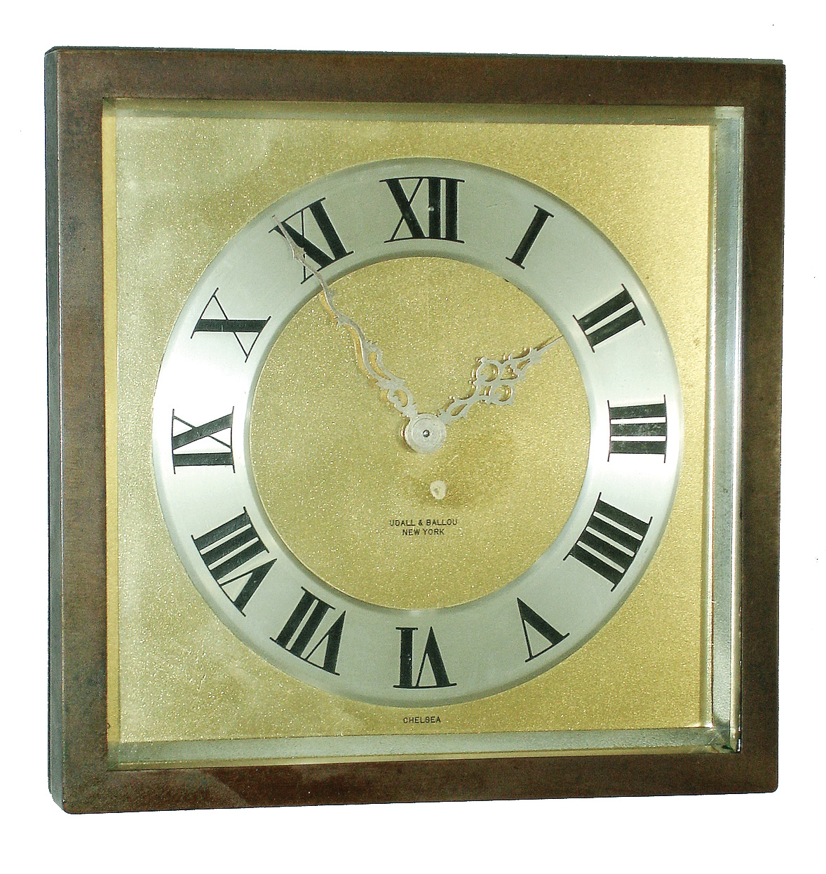 Chelsea Clock Co., Boston, for Udall &amp; Ballou, New York, NY, ÓRaleighÒ bronze, 8 days, time only, easel-style desk clock No. 1695554, 1925 — Antique Clocks Price Guide