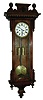 Clocks- 3 (Three) German walnut 2 weight, 8 days, time and strike, Vienna regulator wall clocks: trademarked back plates by Becker, Kienzle and other; c1900