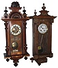 Clocks- 6 (Six) German walnut, 8 days, spring driven, wall clocks, five time and strike, one time only, c1900