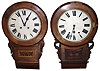 Clocks- 5 (Five) Anglo American mostly walnut, 8 days, time and strike, spring driven, wall clocks, carved and inlaid, c1890