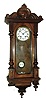 Clocks- 3 (Three), 8 days, stained wood case wall clocks: German R/A time and strike; French ODO ÒA. Calvet, MontpelierÓ Westminster chime; ÒSchutzÓ German 1 weight; c1910