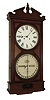 Ithaca Calendar Clock Co., Ithaca, N.Y.. ÓRegulator No. 2 or Hanging BankÒ wall clock, 8 days, time and calendar, two, weight driven movement in a walnut case with papered metal dials, dated July, 1871, number 961