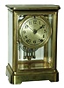 Clocks- 3 (Three) American: Seth Thomas Clock Co., Thomaston, Conn., ÓEmpire No. 200Ò brass and beveled glass, 8 days, time and strike, crystal regulator mantel clock, B28 signed movement, c1928 (2) Ansonia Clock Co., New York, NY, ÓTurinÒ enameled iron shelf clock, 8 days, time and strike, visible escapement, c1883 (3) Florence Kroeber, New York, black enameled iron figural, 8 days, time and strike, mantel clock, very similar to ÓBulgariaÒ model, c1898