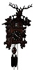 German, Black Forest, 30 hours, time and strike, weight brass movement three pipe trumpeter wall clock, c1885