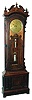Seth Thomas Clock Co., Thomaston, Conn., ÓRegulator No. 15Ò, tall case clock, 8 days, time only, weight driven, nickel plated movement, beating independent seconds with thumb print single jar mercury pendulum in a walnut case with burled walnut accents and a brass dial, c1886